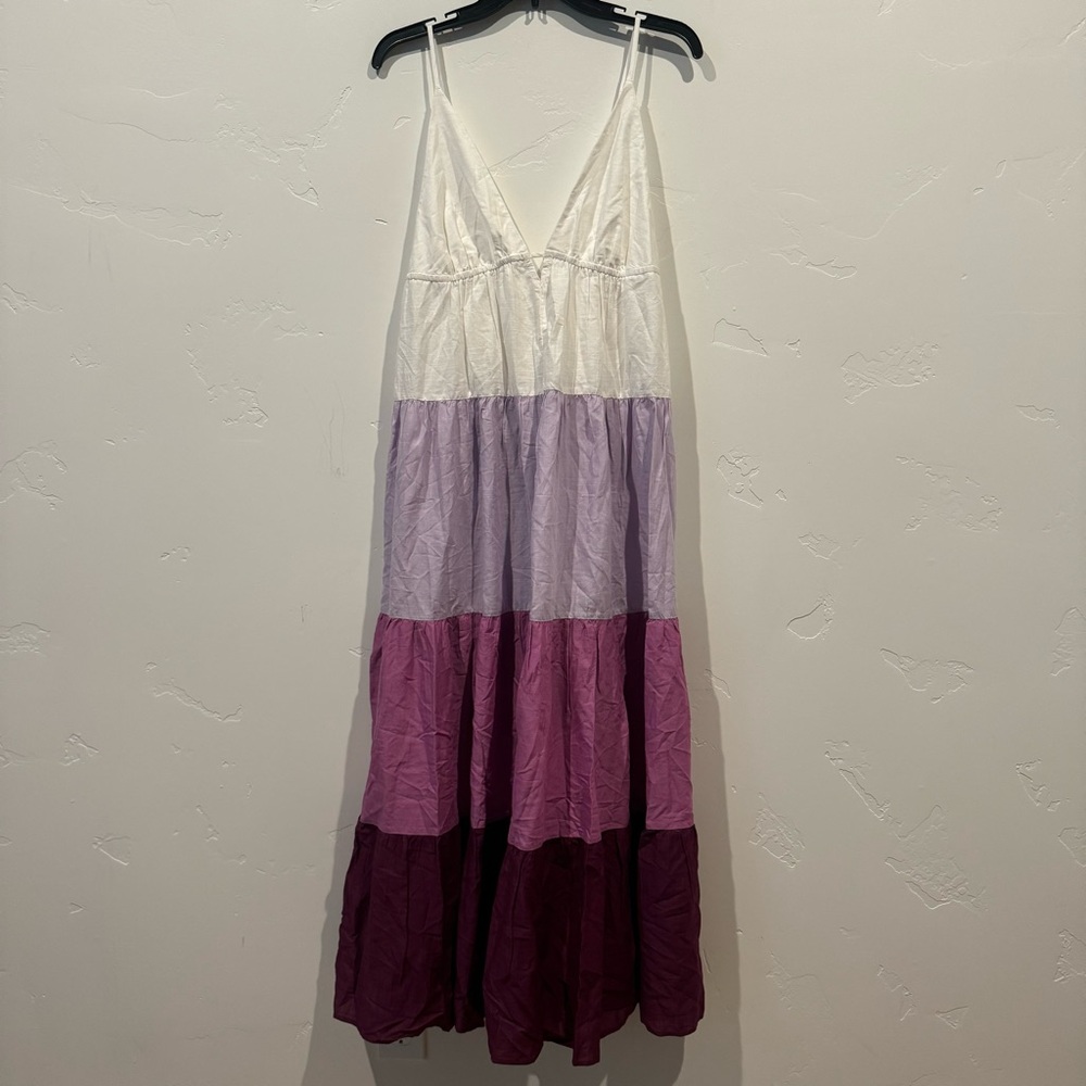 Anthropologie The Raya Colorblock Maxi Dress: Purple and White - Picture 3 of 16